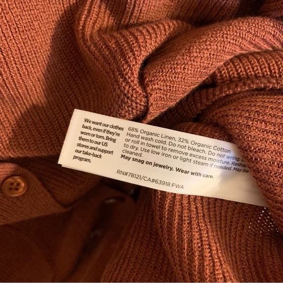 NEW Eileen Fisher Organic Cotton Linen V-Neck Cardigan in Red Plum, Size L - Picture 11 of 11